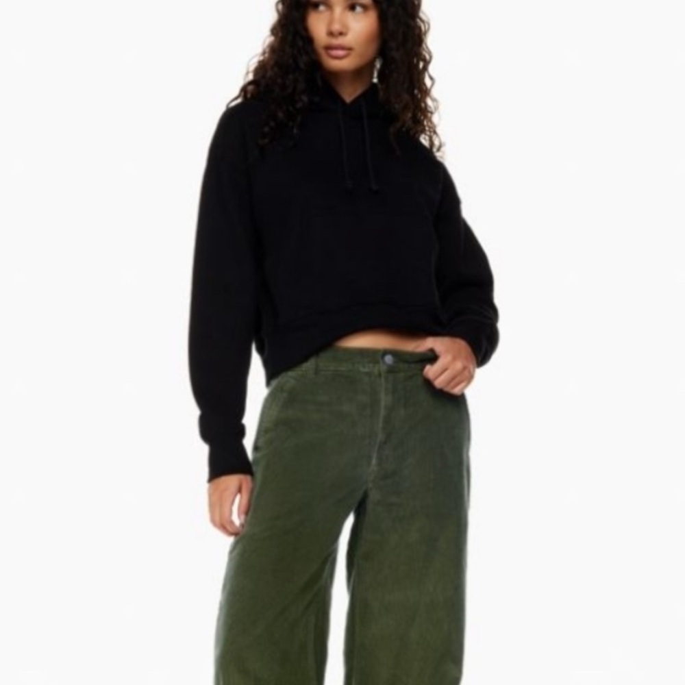 TNA x Aritzia green Ripcord wide leg crop corduroys size 00